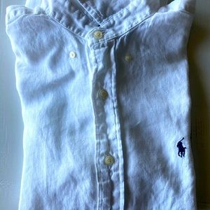 White Tailored Button Down Linen by  RL S - Med 15